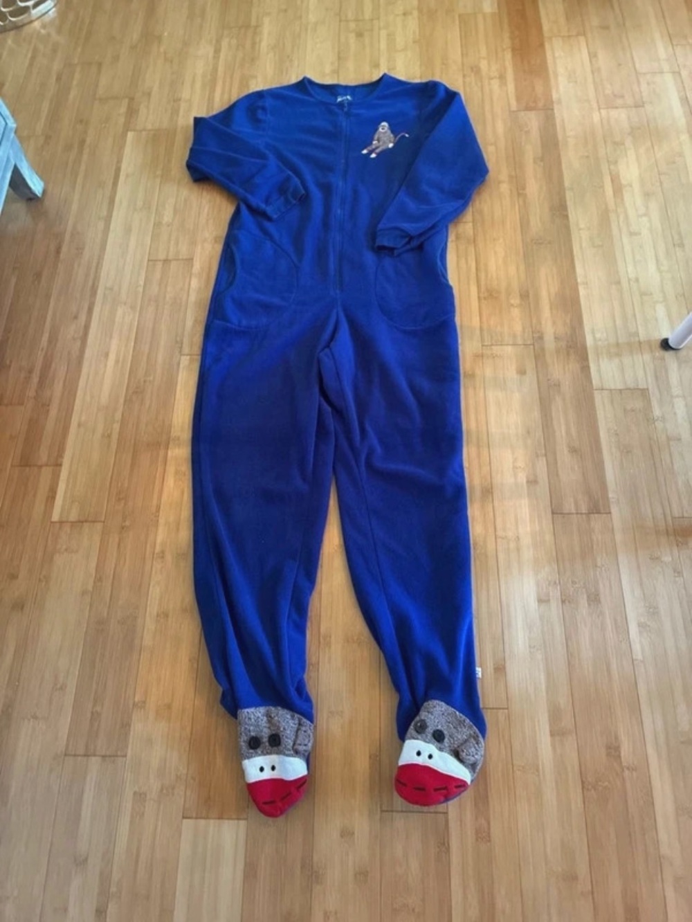 Nick & Nora Sock Monkey One Piece Adult Pajamas Footed medium
